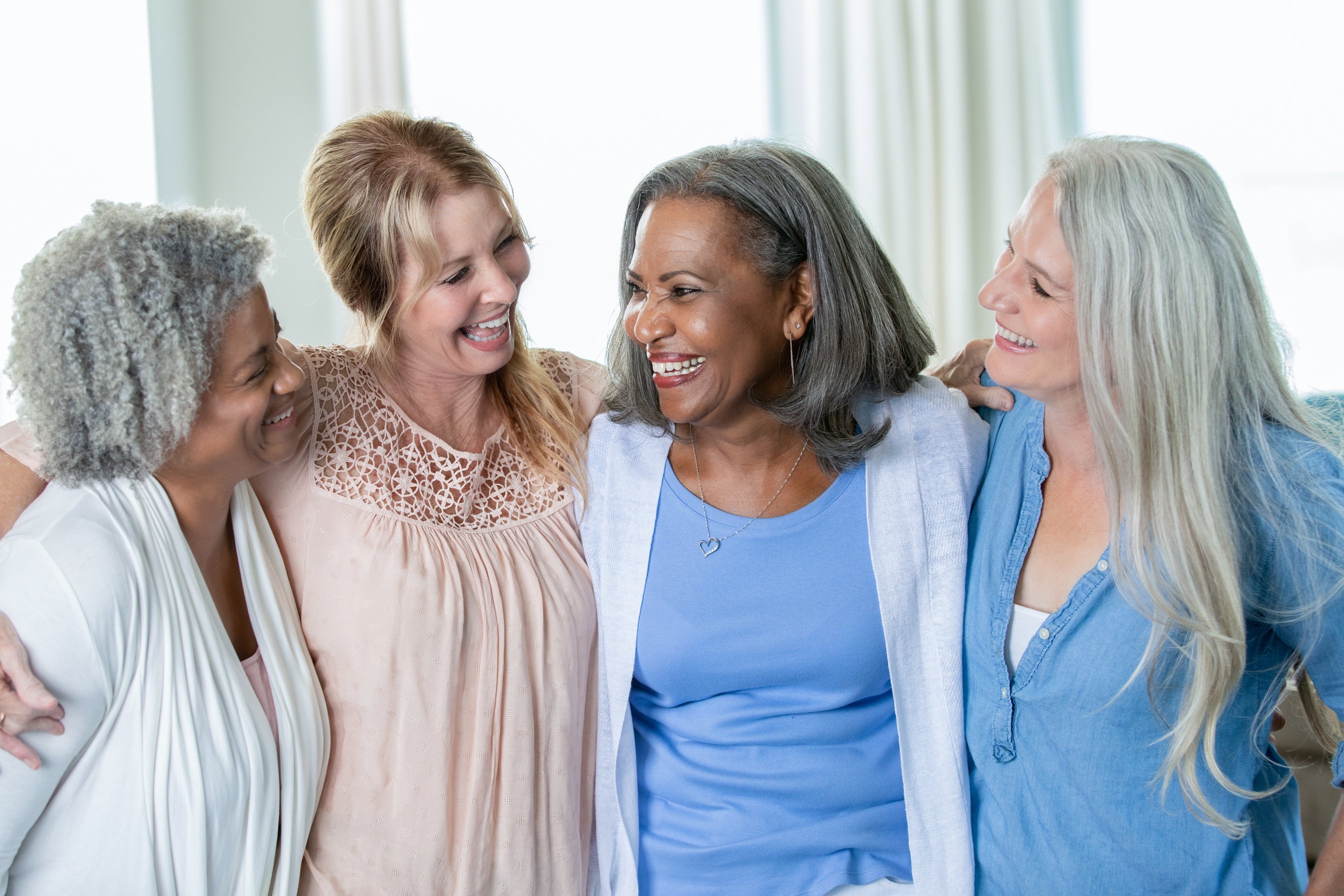 Elderly ladies group of diverse friends